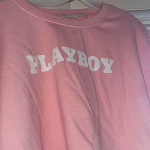 Playboy pink cropped crew neck